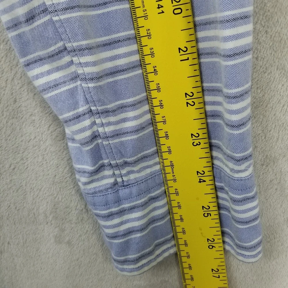 J Crew Oxford Shirt Men XL Slim Blue Striped 100% Cotton Long Sleeve Button Down